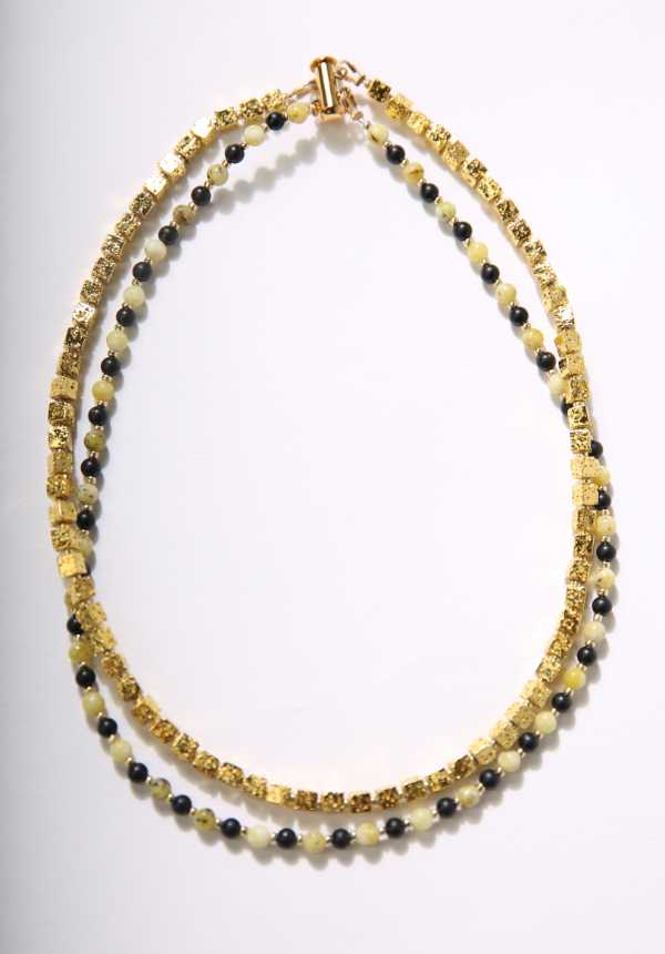 MSharm Lava, Turquoise and Onyx Stone Necklace