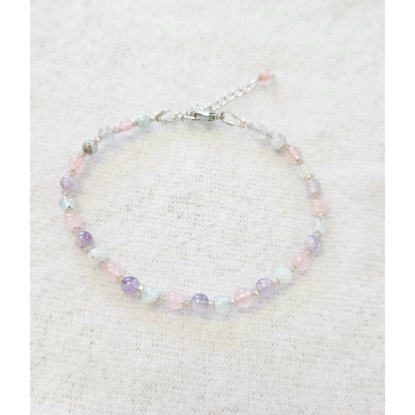 MSharm Rose quartz, Agat and Amethyst Stones Bracelet
