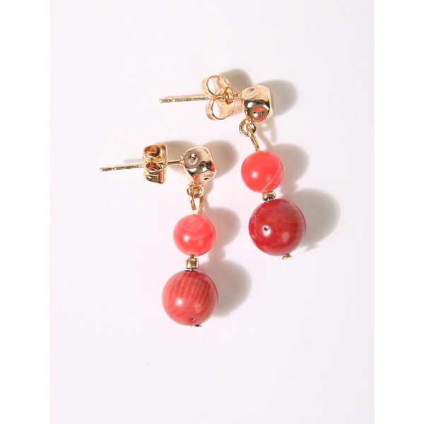 MSharm Rodochrozit and Coral Stone Earrings