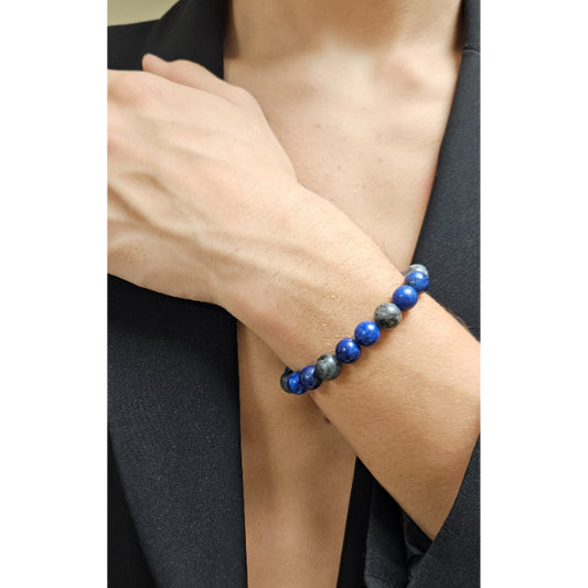 MSharm Lapis Lazuli + Larvikite Stone Bracelet
