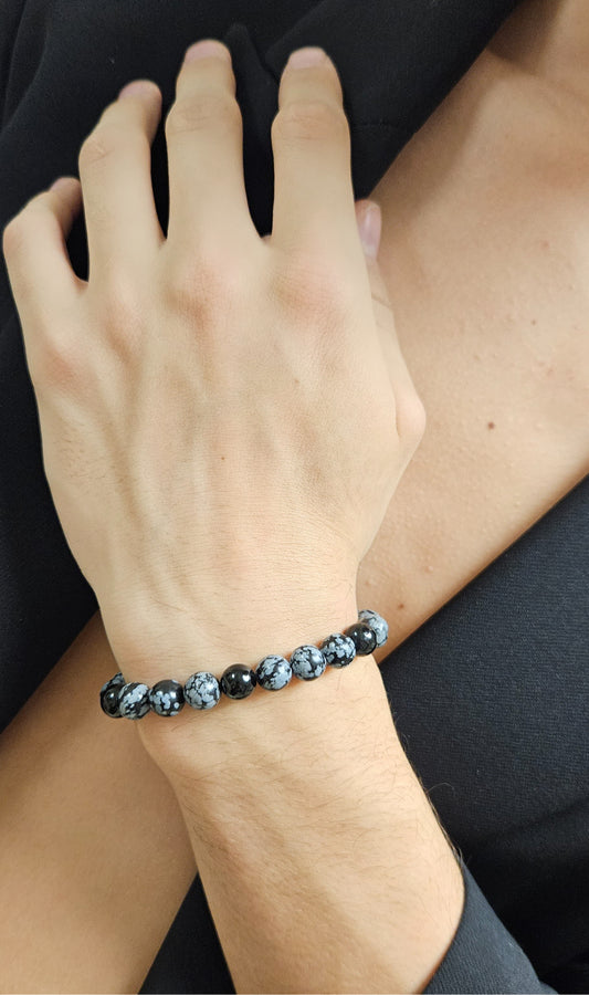 MSharm Tourmaline and Obsidian Stone Bracelet