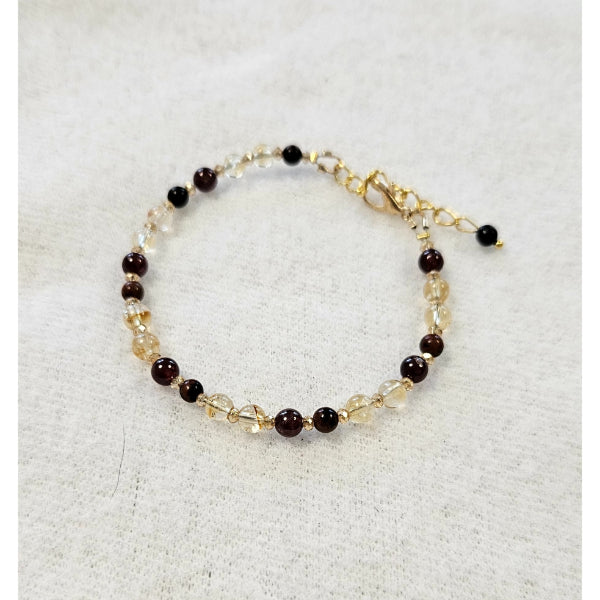 MSharm Citrinite + Garnet + Obsidian Stone Bracelet