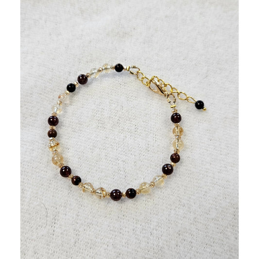 MSharm Citrinite + Garnet + Obsidian Stone Bracelet