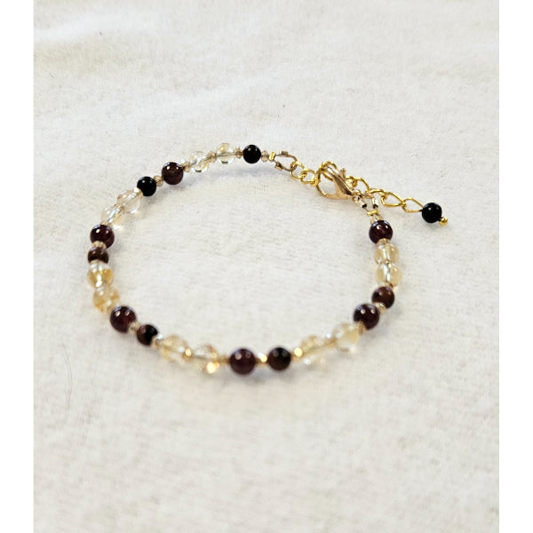 MSharm Citrinite + Garnet + Obsidian Stone Bracelet