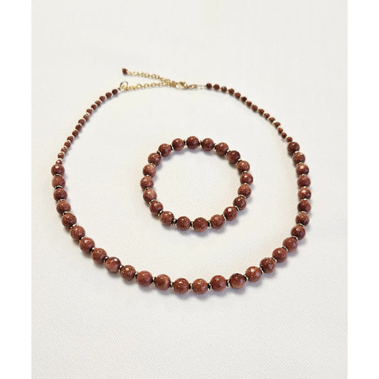 MSharm Goldstone Bracelet and Necklace "Desert sand" Set