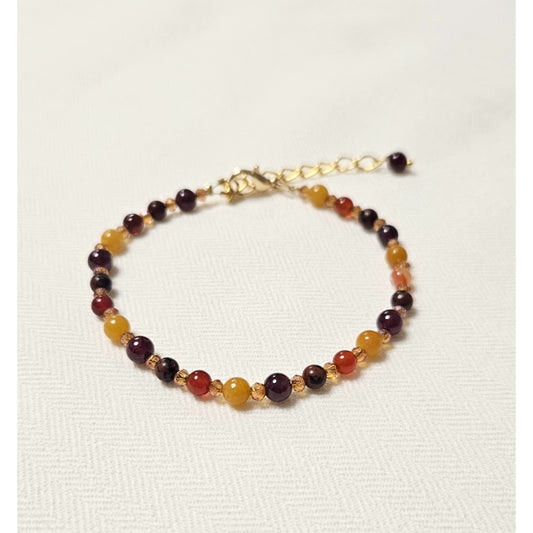 MSharm Jadeite+ Garnet+ Obsidian Stones Bracelet