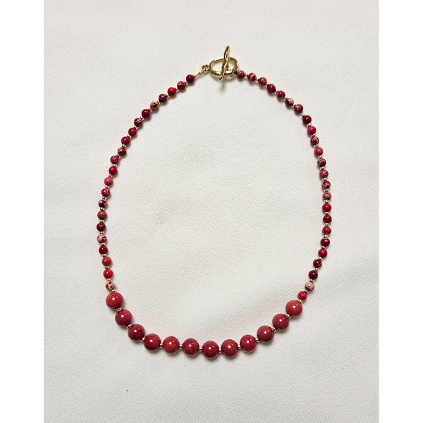 MSharm Jasper and Coral Stone Necklace