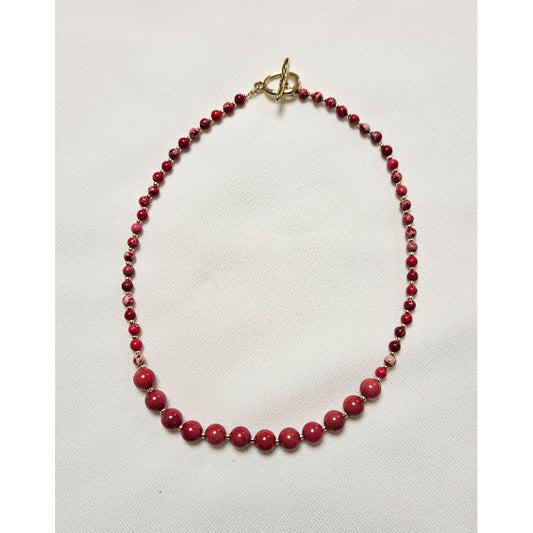 MSharm Jasper and Coral Stone Necklace