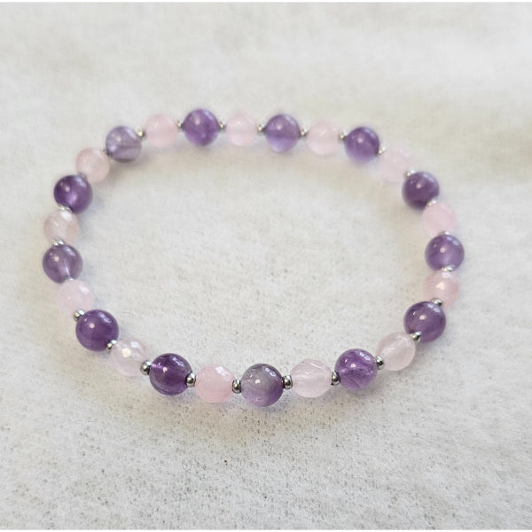 MSharm Rose quartz and Amethyst Stone Bracelet