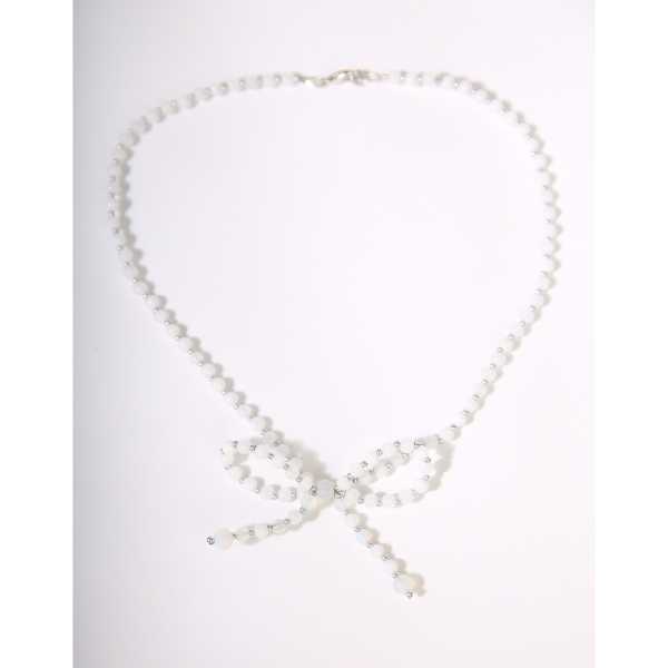 MSharm Jadeite Stone Necklace Small Bow