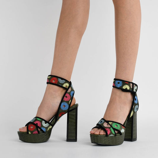 KM Charlie Dark Green Platform Heels - AISTISHKA - Home of Vivid Footwear & Apparel