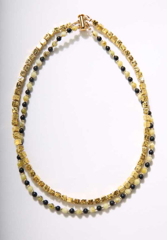 MSharm Lava, Turquoise and Onyx Stone Necklace