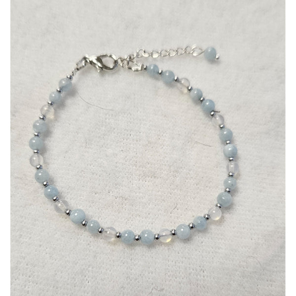 M Sharm Moon Stone and Aquamarine Stone Bracelet