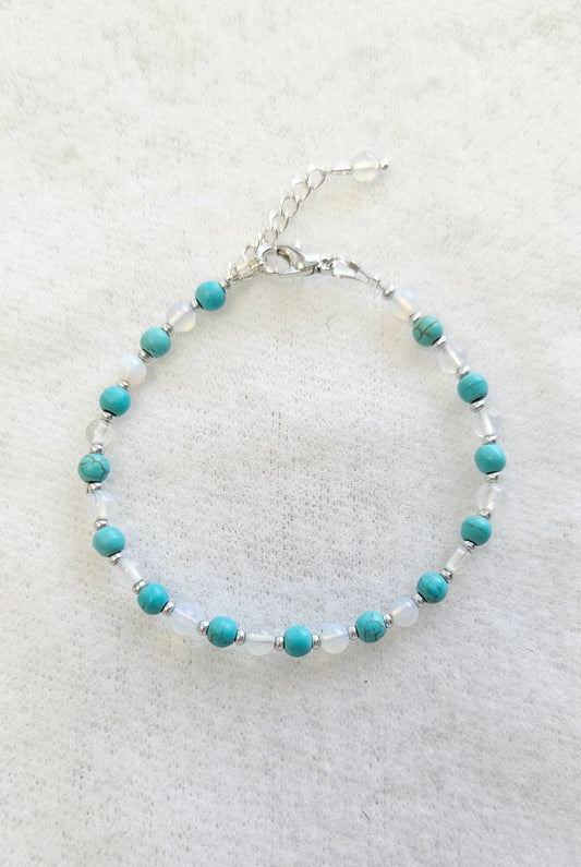 M Sharm Moon Stone and Turquoise Stone Bracelet