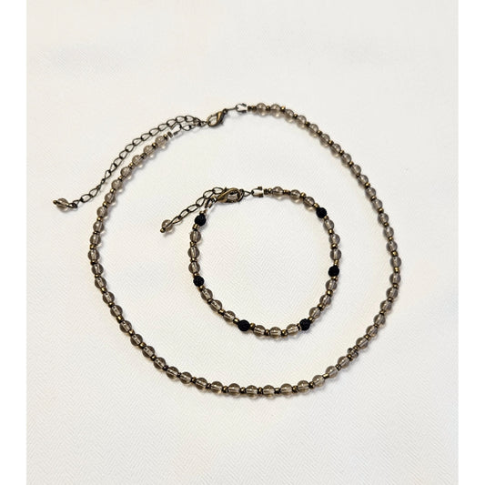 M Sharm Smoke Quartz Necklace & Bracelet Set