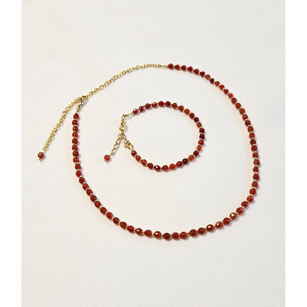 M Sharm Carnelian Stone Necklace & Bracelet Set