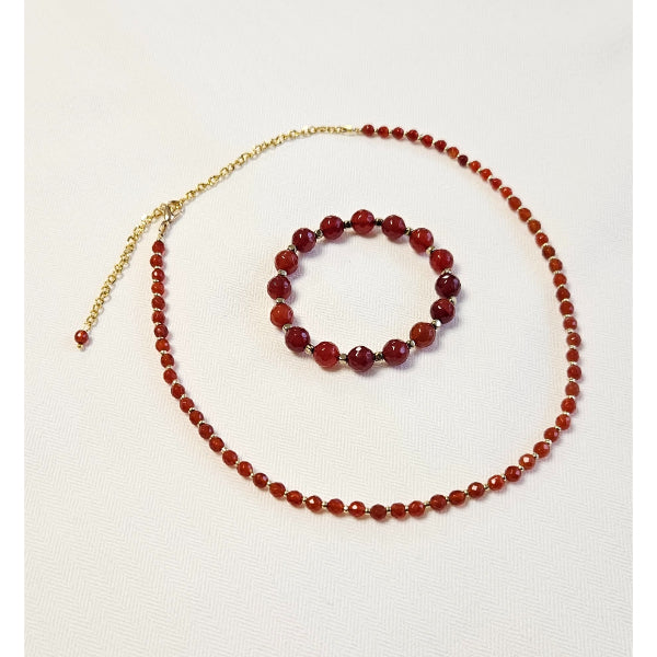 M Sharm Carnelian Stone Necklace & Bracelet Set