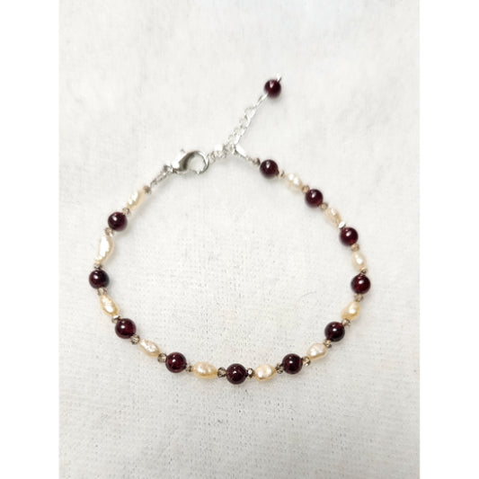 M Sharm Perl and Pomegranate Stone Bracelet