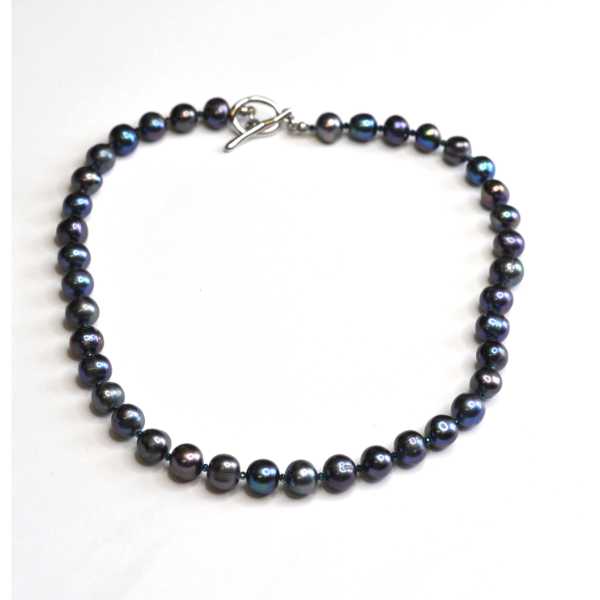MSharm Pearl Stone Necklace (peacock blue)