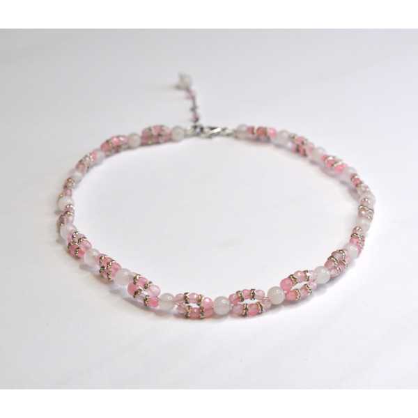 MSharm Rose quartz Stone Necklace (braided)