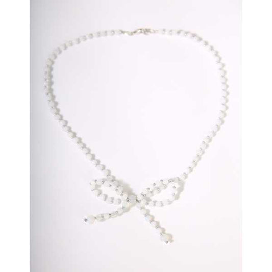 MSharm Jadeite Stone Necklace Small Bow