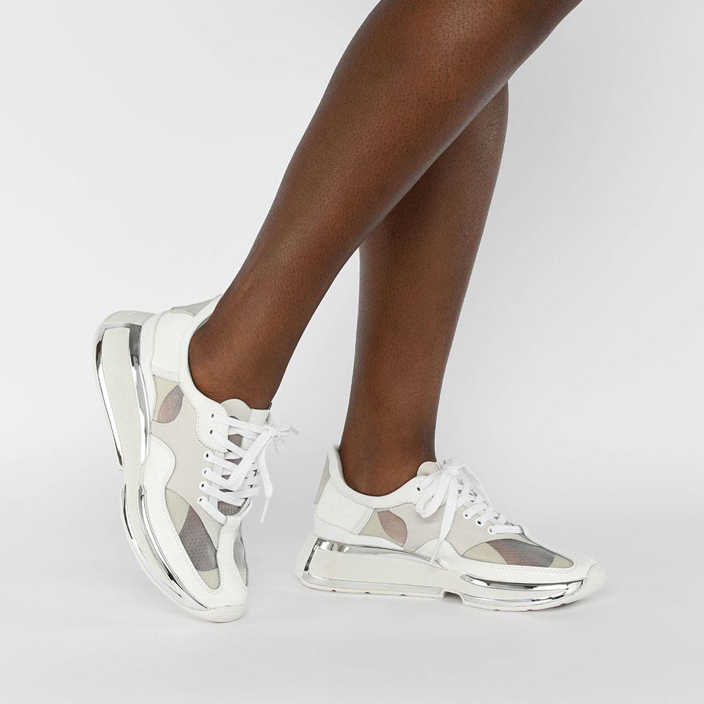 KM Marianne Mesh & Leather White Trainers